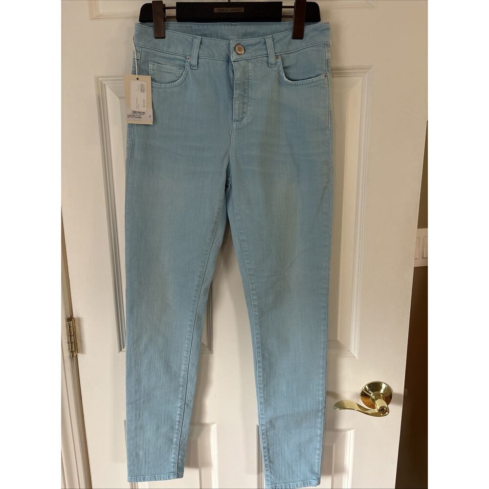 Two Lives Tome Skin Jeans Women Sz 27 X 2 Made Italy light blue high $210 New